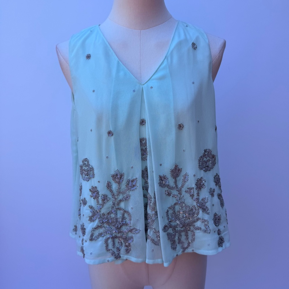French Connection Crop Top Embellished Blouse Size 4